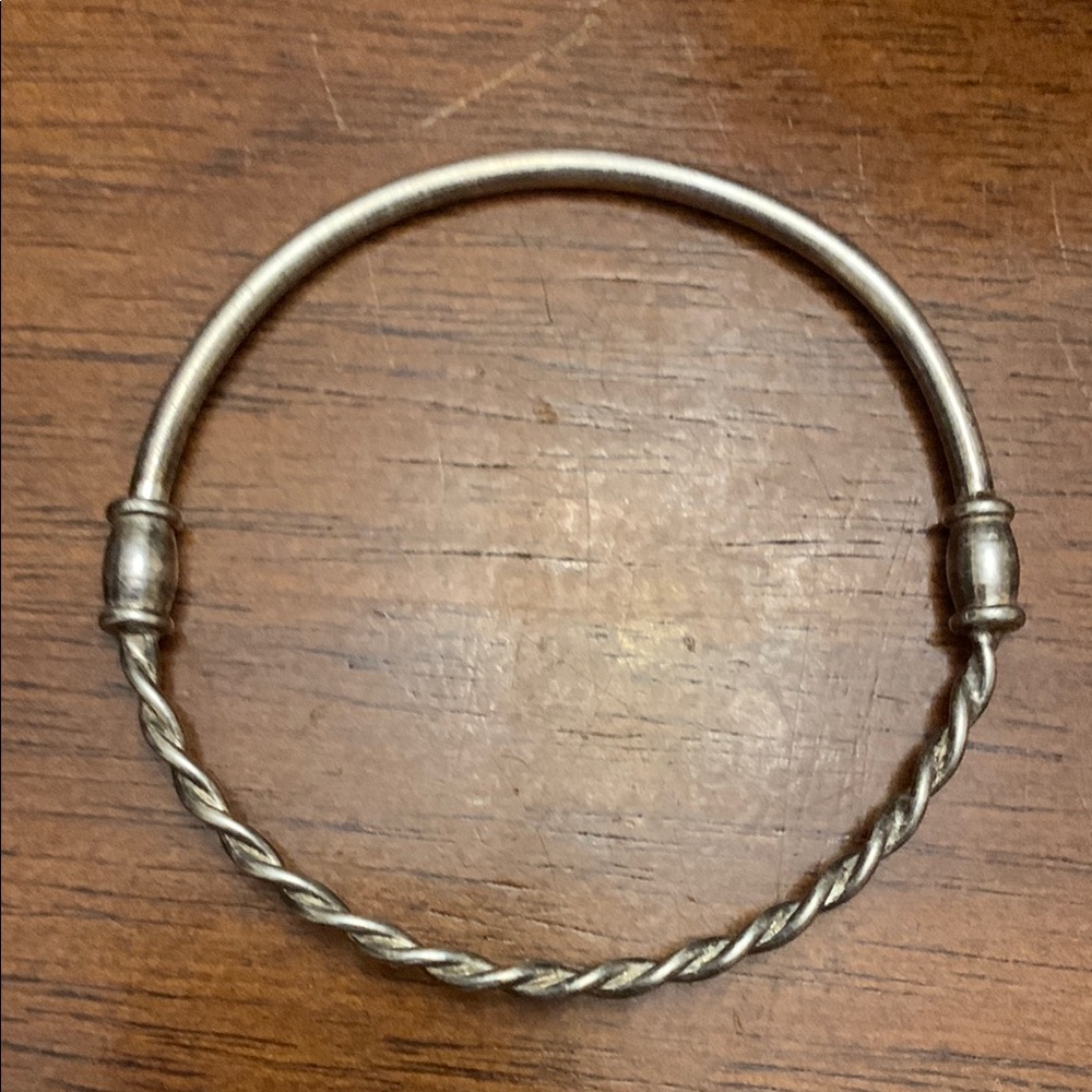 Silver Twisted Open-Ended Bracelet